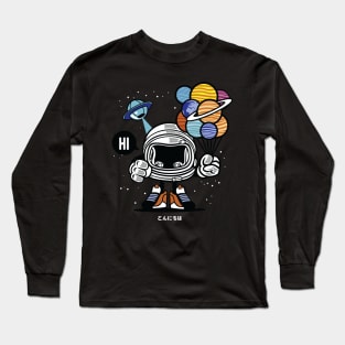 Cute Astronaut Holding Balloons Long Sleeve T-Shirt